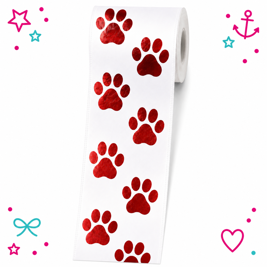 Paw Prints Printed Ribbon